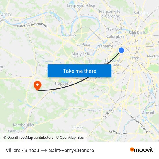 Villiers - Bineau to Saint-Remy-L'Honore map