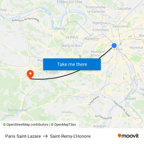 Paris Saint-Lazare to Saint-Remy-L'Honore map