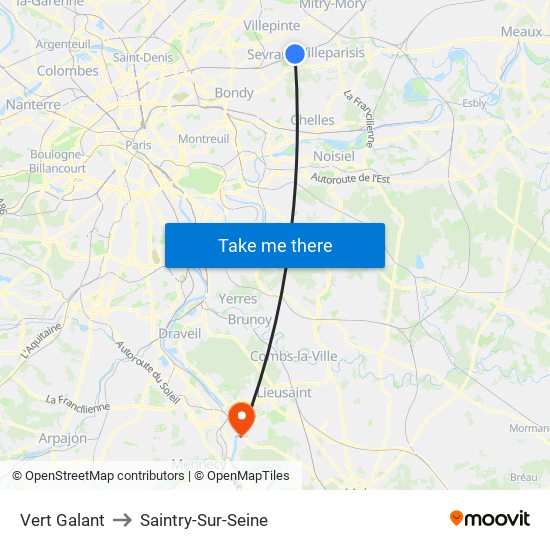 Vert Galant to Saintry-Sur-Seine map