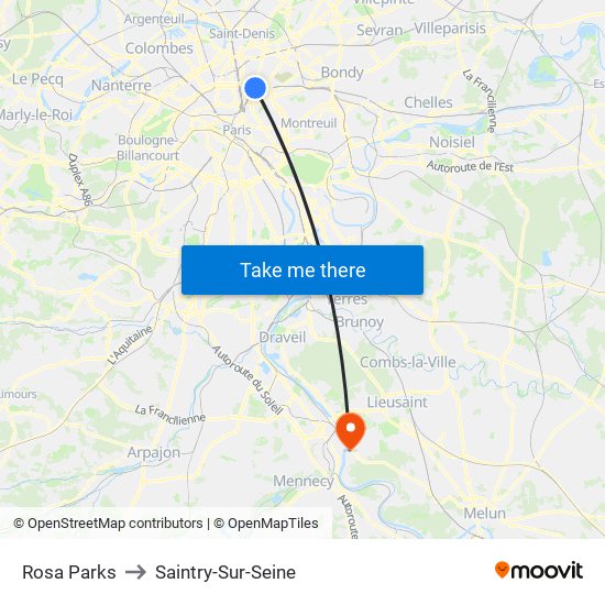 Rosa Parks to Saintry-Sur-Seine map