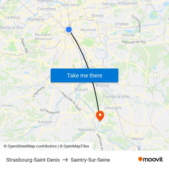 Strasbourg-Saint-Denis to Saintry-Sur-Seine map