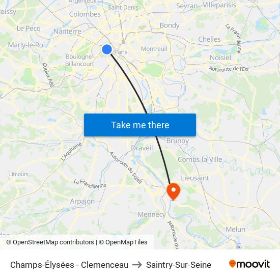 Champs-Élysées - Clemenceau to Saintry-Sur-Seine map