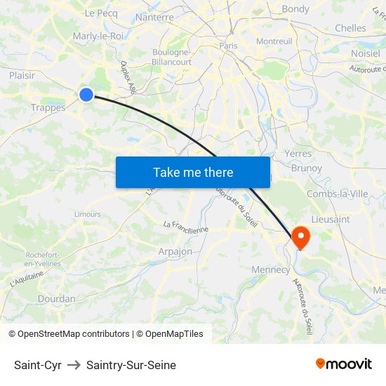 Saint-Cyr to Saintry-Sur-Seine map