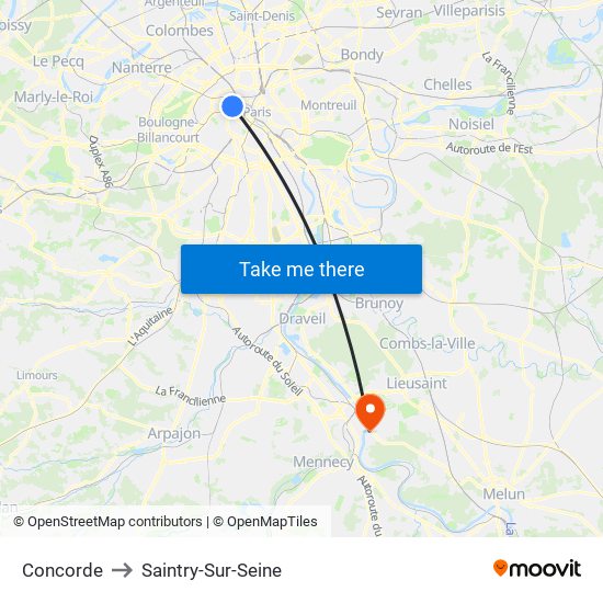 Concorde to Saintry-Sur-Seine map