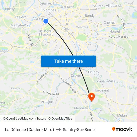 La Défense (Calder - Miro) to Saintry-Sur-Seine map