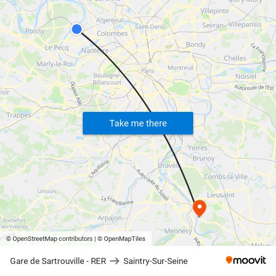 Gare de Sartrouville - RER to Saintry-Sur-Seine map