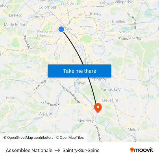 Assemblée Nationale to Saintry-Sur-Seine map