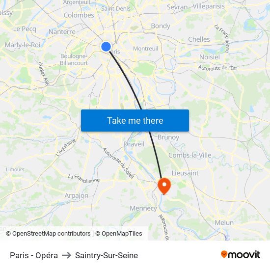 Paris - Opéra to Saintry-Sur-Seine map