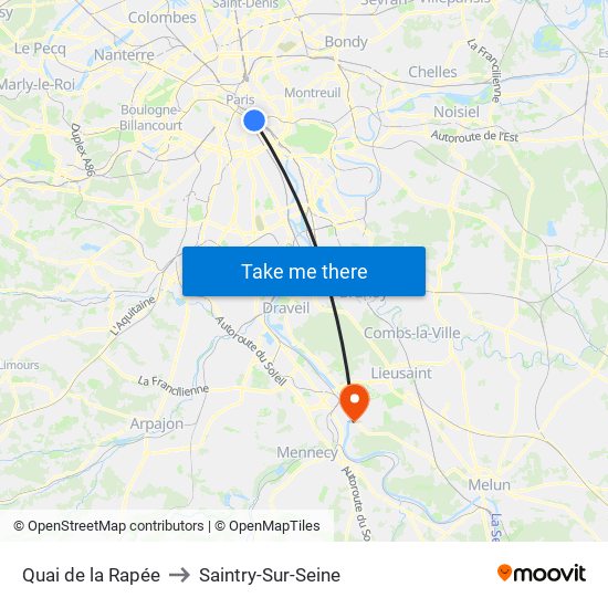 Quai de la Rapée to Saintry-Sur-Seine map