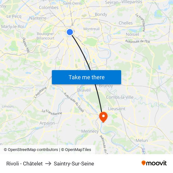 Rivoli - Châtelet to Saintry-Sur-Seine map