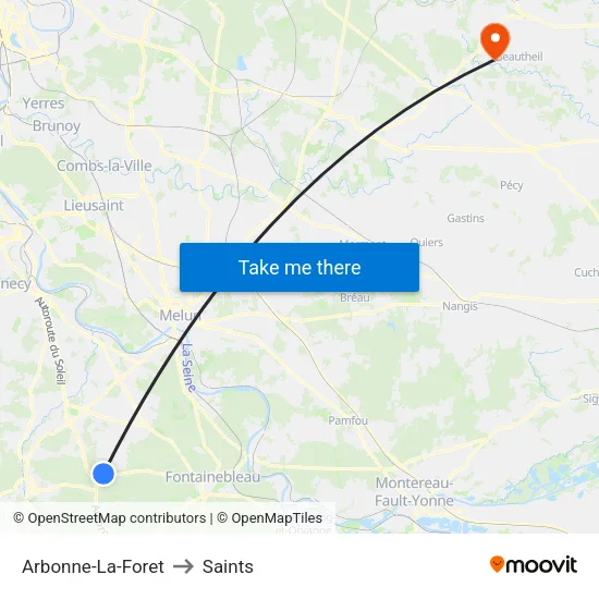 Arbonne-La-Foret to Saints map