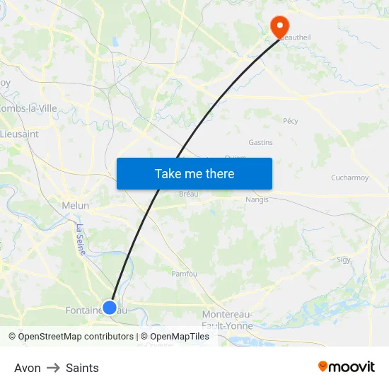 Avon to Saints map