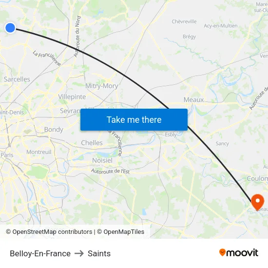 Belloy-En-France to Saints map