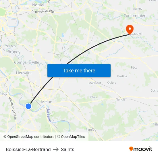 Boissise-La-Bertrand to Saints map