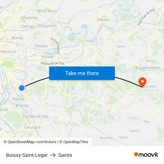Boissy-Saint-Leger to Saints map