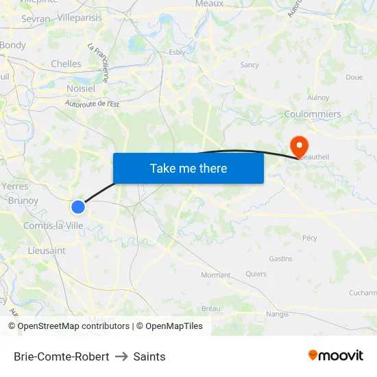 Brie-Comte-Robert to Saints map