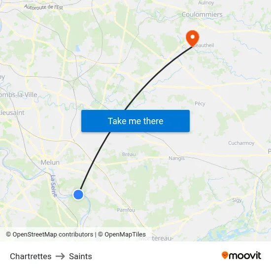 Chartrettes to Saints map