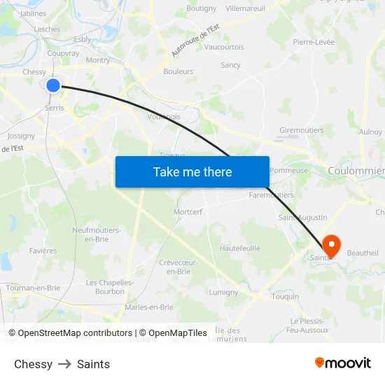 Chessy to Saints map