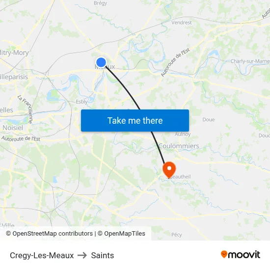 Cregy-Les-Meaux to Saints map