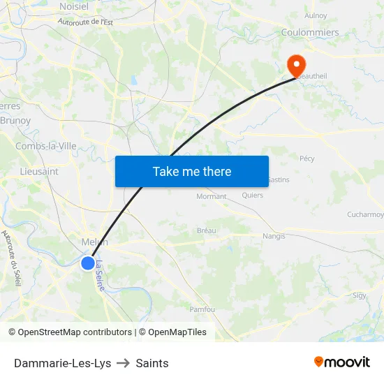Dammarie-Les-Lys to Saints map