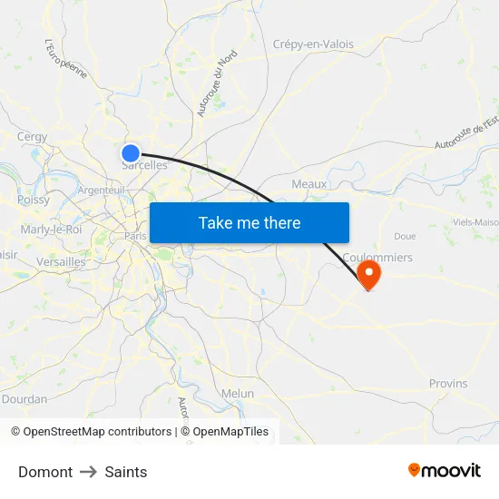 Domont to Saints map
