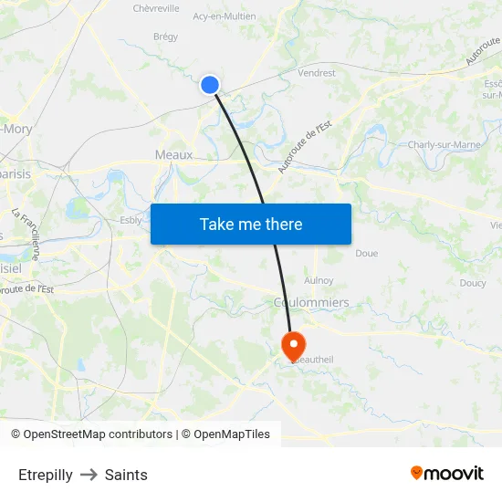 Etrepilly to Saints map