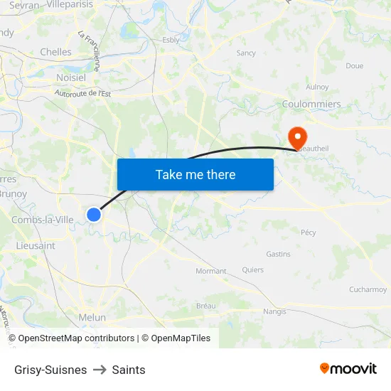 Grisy-Suisnes to Saints map