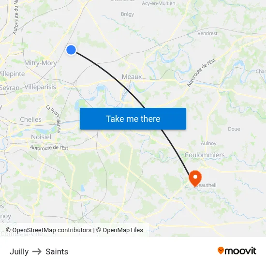 Juilly to Saints map