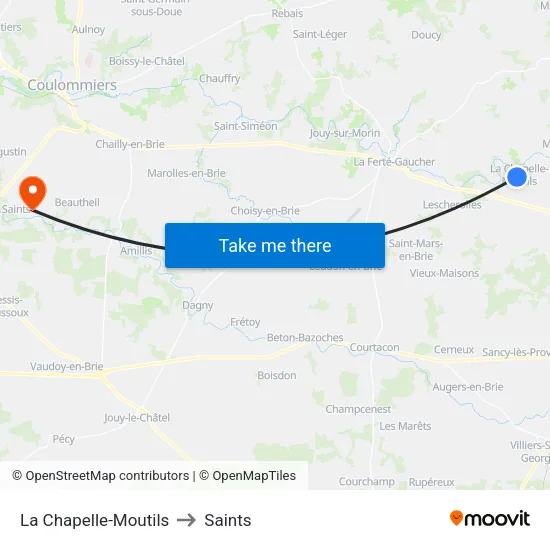 La Chapelle-Moutils to Saints map