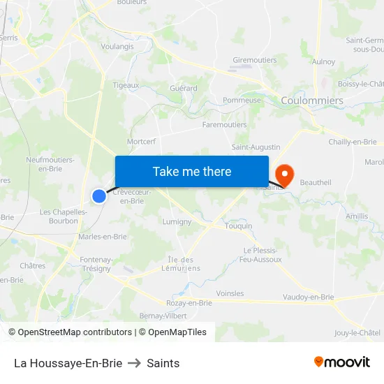 La Houssaye-En-Brie to Saints map