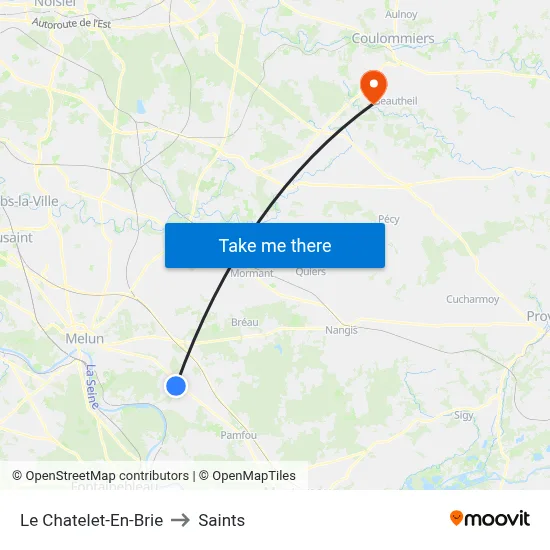 Le Chatelet-En-Brie to Saints map