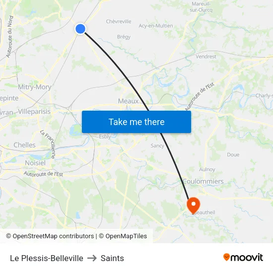 Le Plessis-Belleville to Saints map
