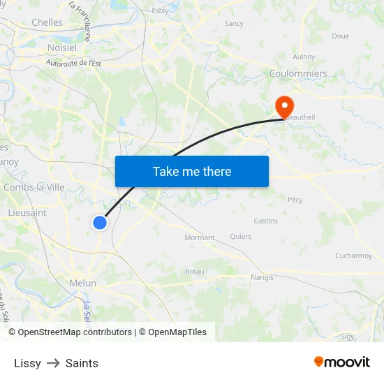 Lissy to Saints map