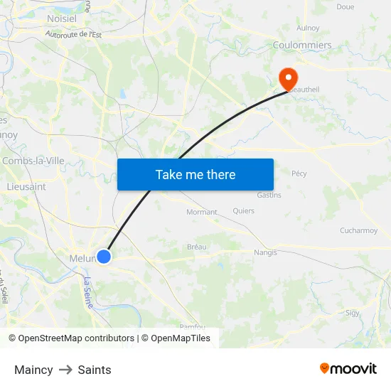 Maincy to Saints map