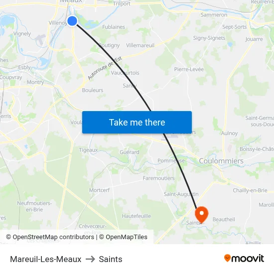 Mareuil-Les-Meaux to Saints map