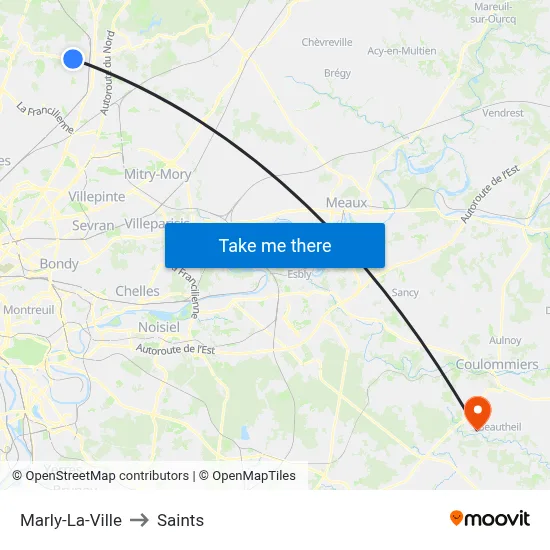 Marly-La-Ville to Saints map