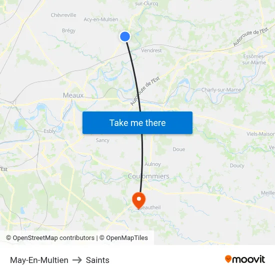 May-En-Multien to Saints map