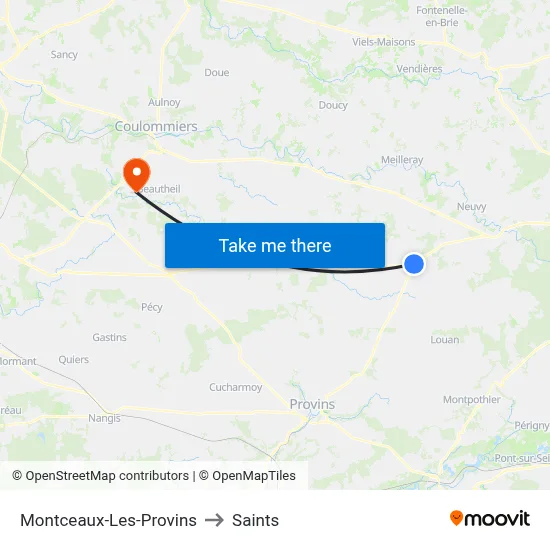 Montceaux-Les-Provins to Saints map