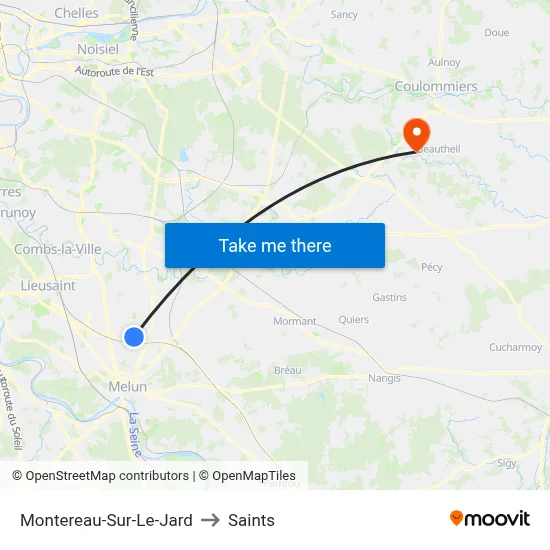 Montereau-Sur-Le-Jard to Saints map