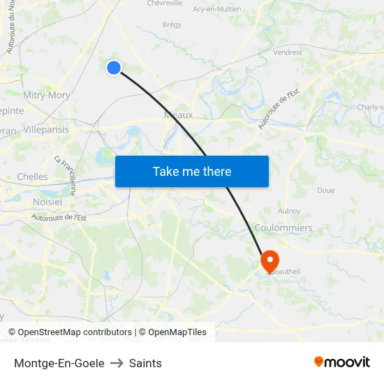 Montge-En-Goele to Saints map