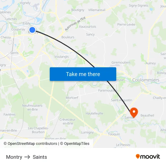 Montry to Saints map