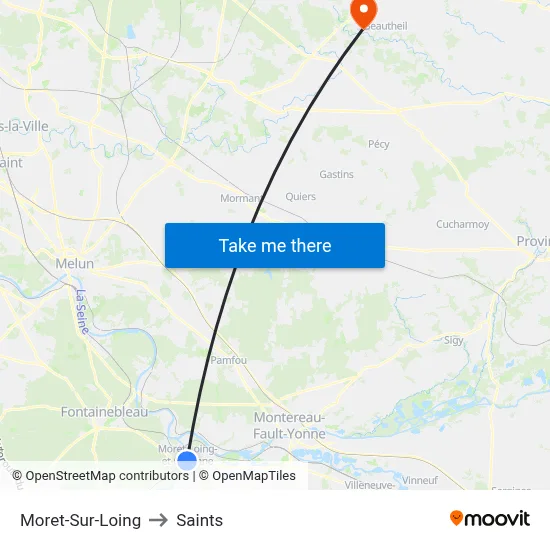 Moret-Sur-Loing to Saints map