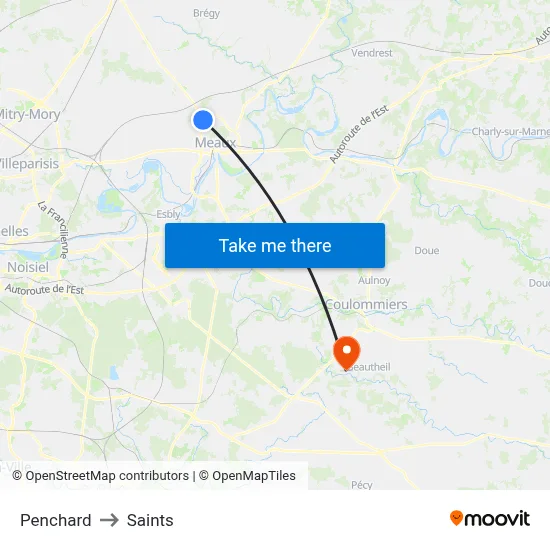 Penchard to Saints map