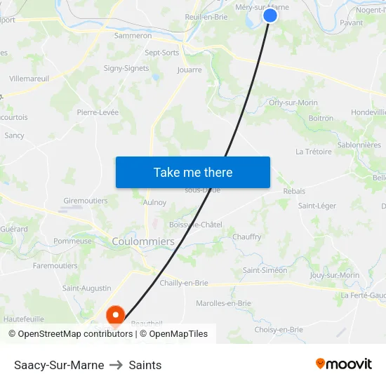 Saacy-Sur-Marne to Saints map