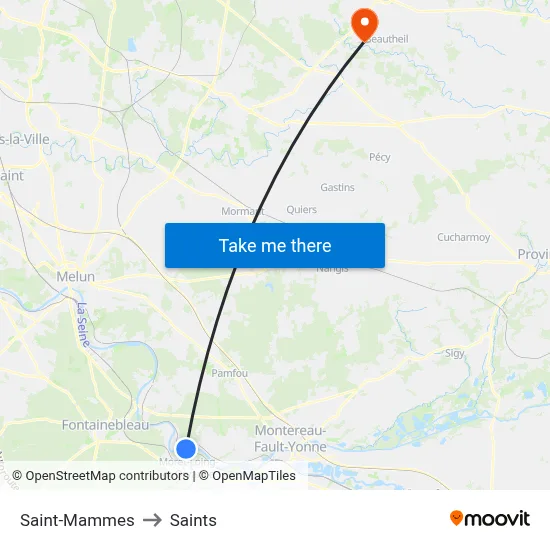 Saint-Mammes to Saints map