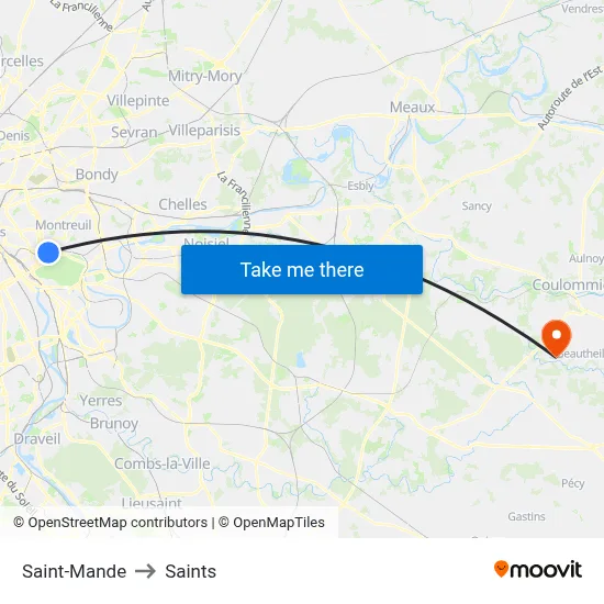 Saint-Mande to Saints map