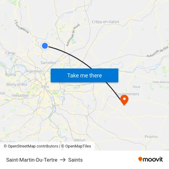 Saint-Martin-Du-Tertre to Saints map