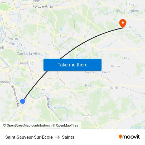 Saint-Sauveur-Sur-Ecole to Saints map