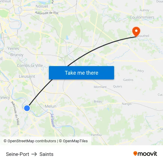 Seine-Port to Saints map
