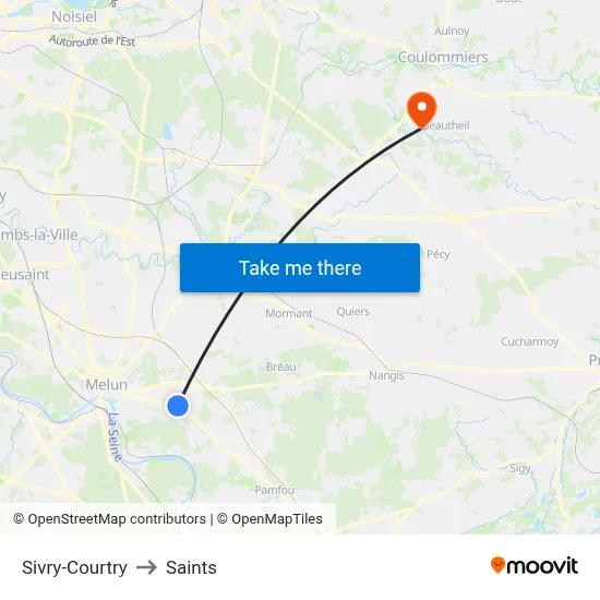 Sivry-Courtry to Saints map